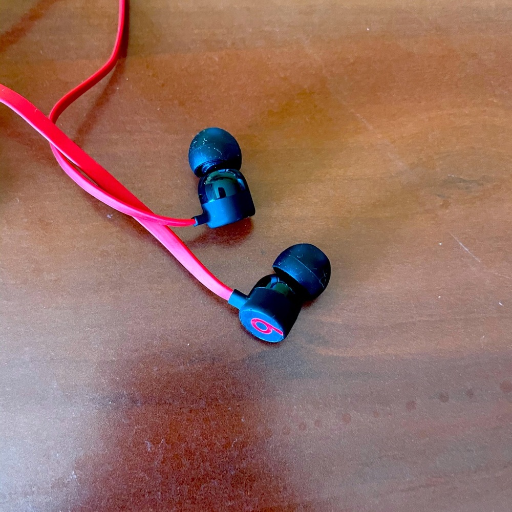 Red Beats by Dre headphones 🎧